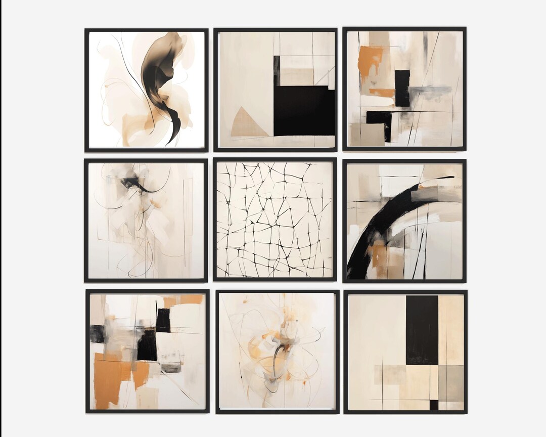 Printable Art Abstract Neutral Square Set of 9 - Etsy