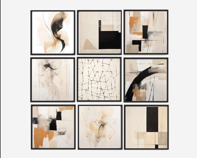 Printable Art Abstract Neutral Square Set of 9 - Etsy