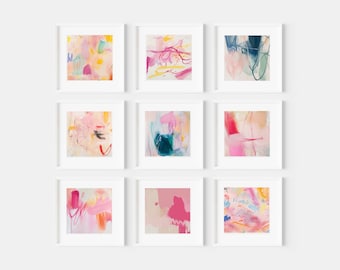 Printable Art Square Set of 9 Colorful Abstract