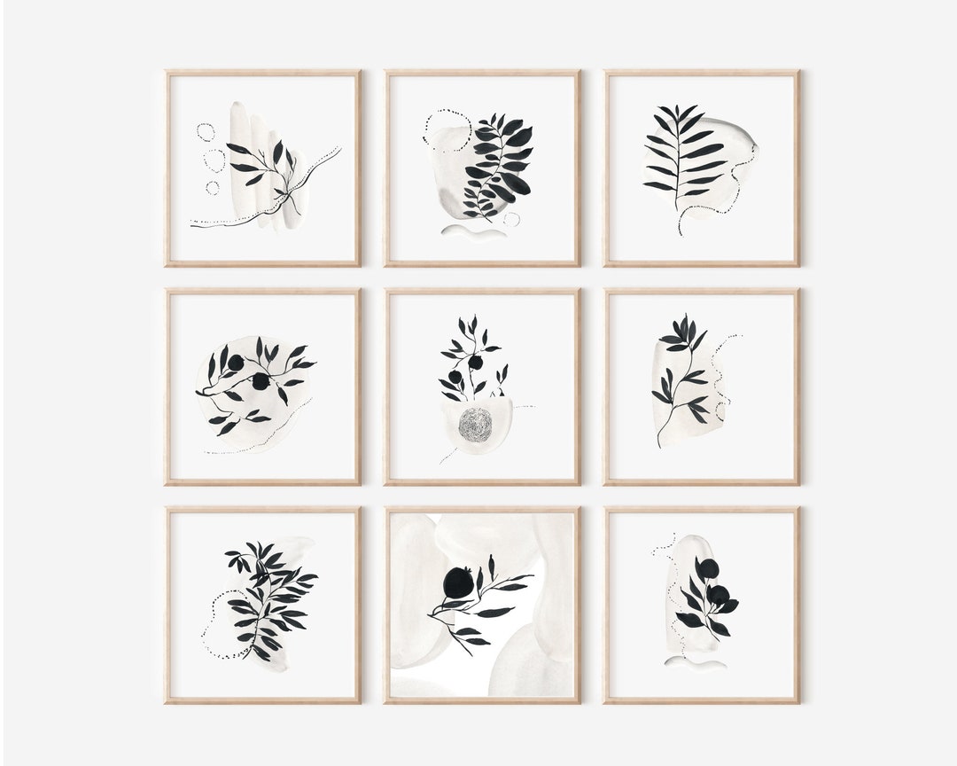 Art Square Floral Minimalist Set of 9 Printable - Etsy