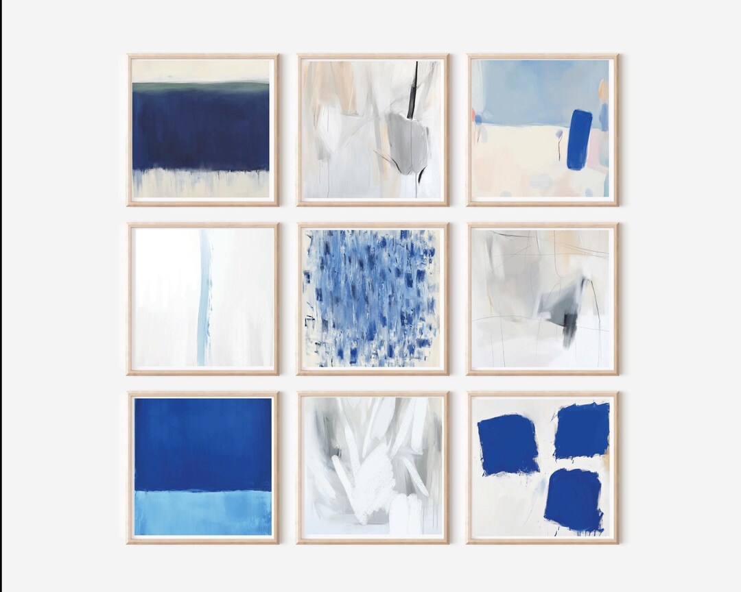 Printable Art Square Set of 9 Blue Abstract - Etsy