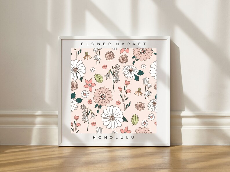 Printable Art Square Set of 6 Flower Market Pink - Etsy