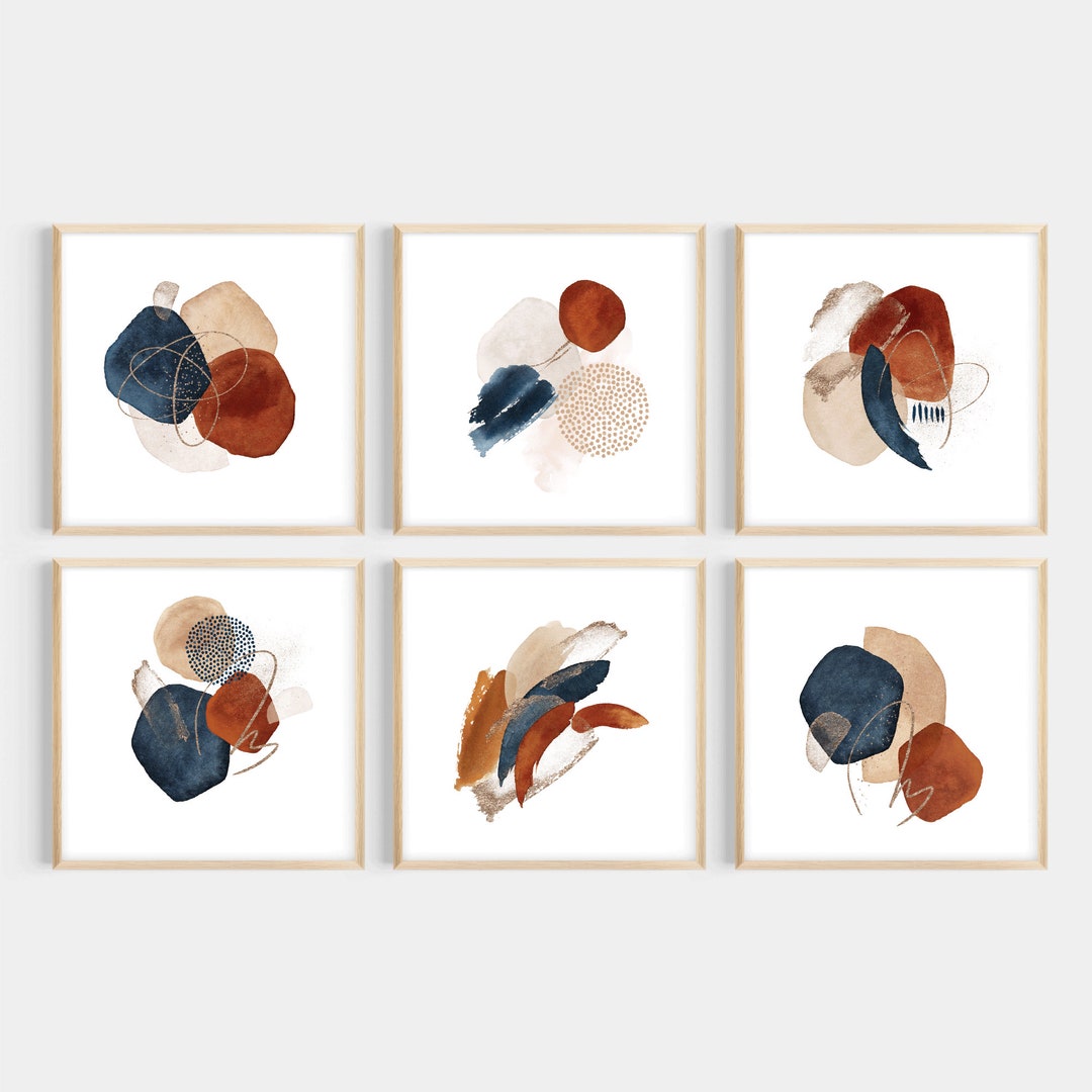 Printable Art Shapes Square Set of 6 Terracota Blue - Etsy