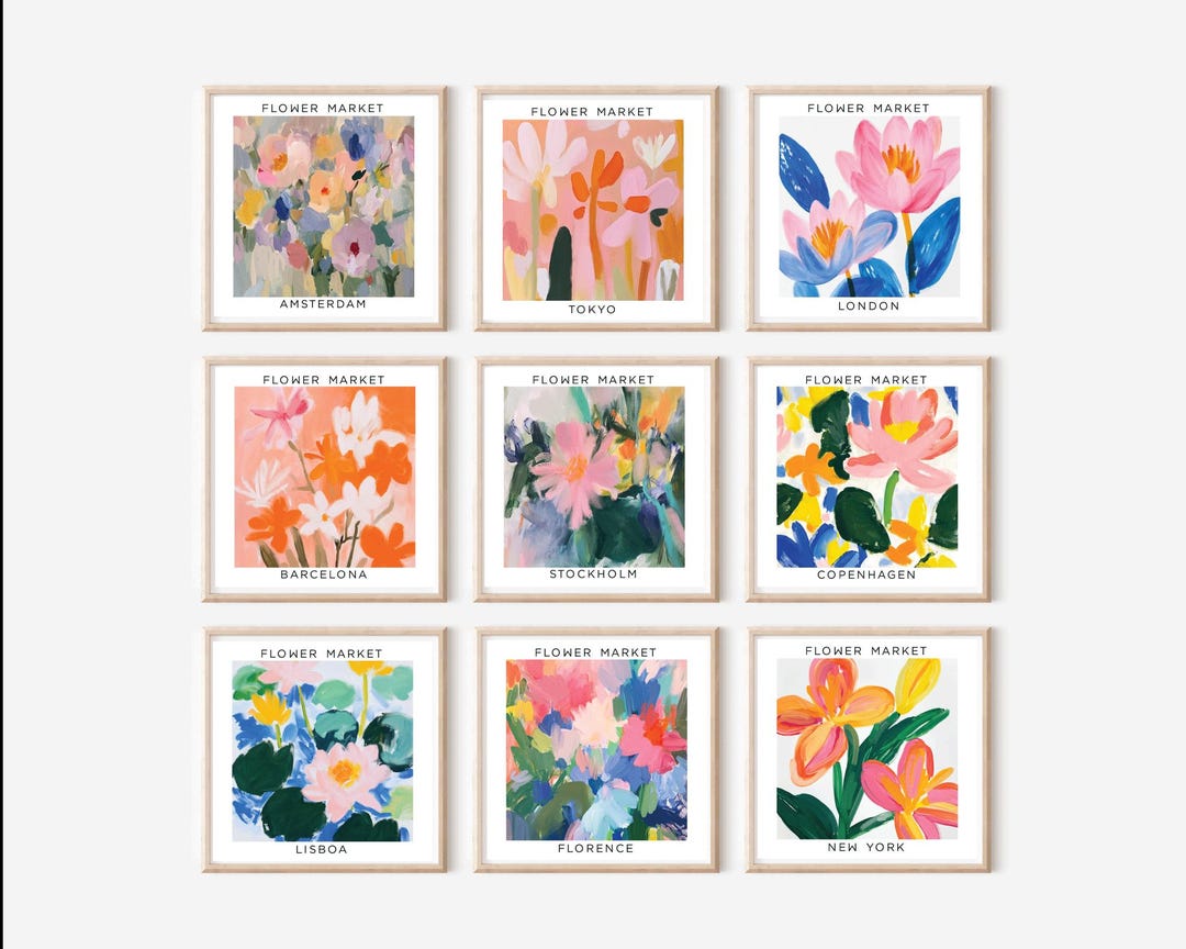 Printable Art Square Set of 9 Colorful - Etsy