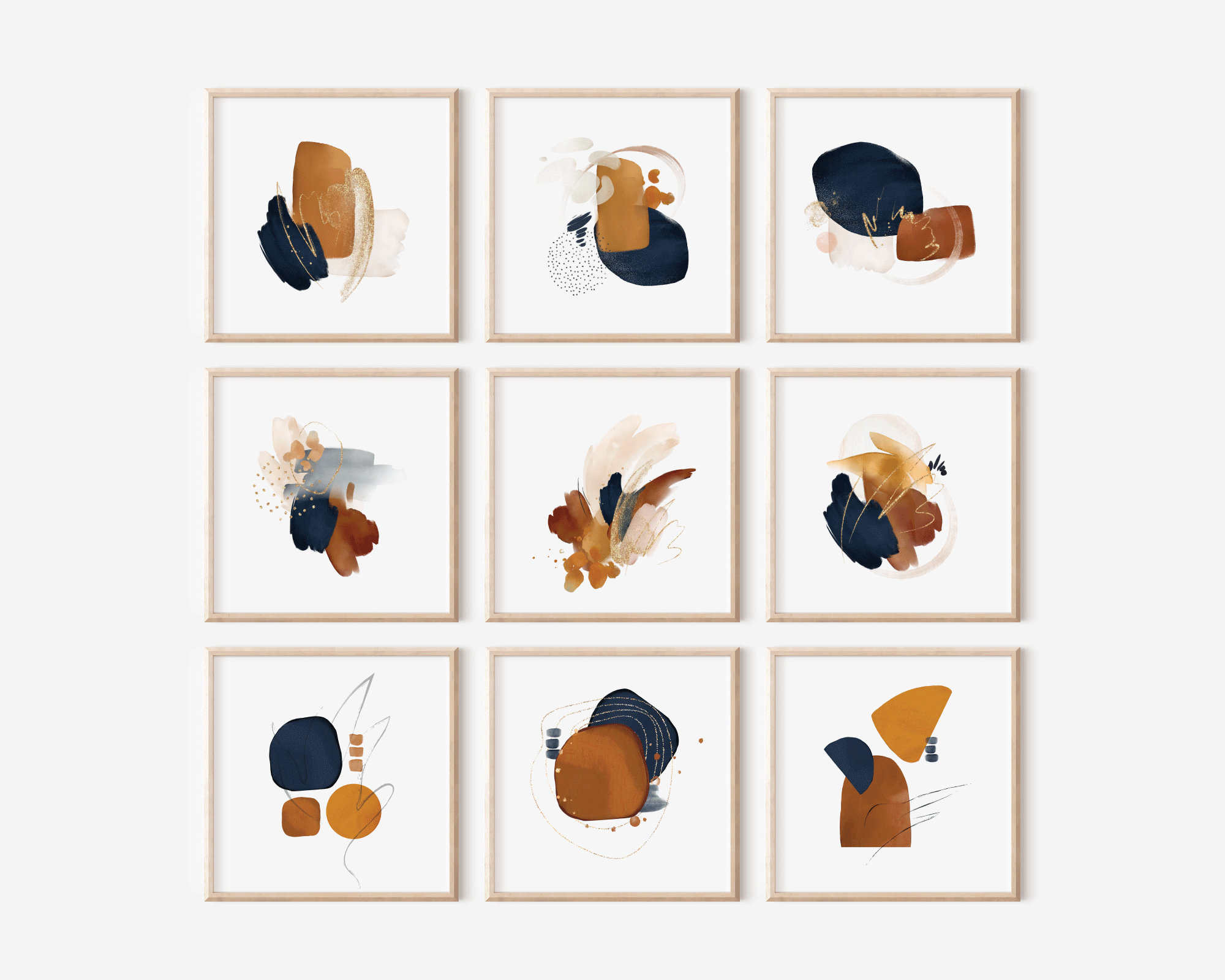 Printable Art Abstract Square Set of 9 - Etsy