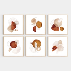 Druckbare Kunstformen quadratisch Set von 6 Terracotta Orange