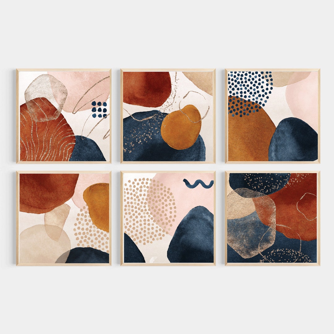 Printable Art Shapes Square Set of 6 Terracota Blue - Etsy