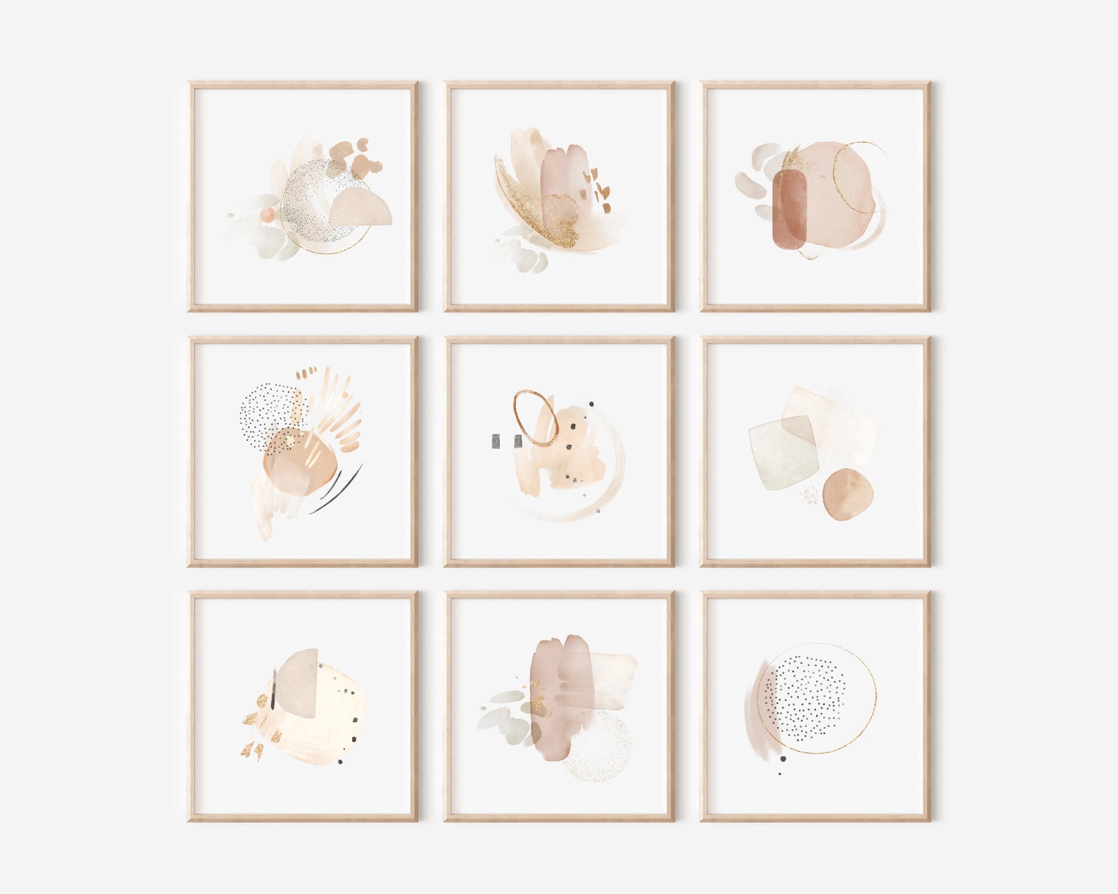 Printable Art Abstract Neutral Square Set of 9 12X12 - Etsy