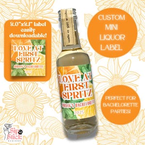 Love at First Spritz - Lembrancinhas para chá de panela para despedida de solteira - Etiquetas adesivas para despedida de solteira Aperol Spritz - Etiqueta personalizada de 50 ml