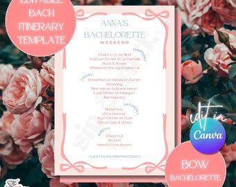 Itinéraire d'enterrement de vie de jeune fille avec un nœud rose : modèle modifiable sur toile (téléchargement numérique)