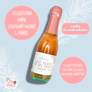 Last Toast on the Coast Bachelorette Favors - Mini Champagne label - Mini Wine label - Coastal Bachelorette Sticker labels