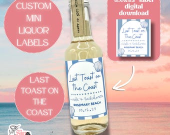 Etiquetas de licor Coastal Bachelorette de 50 ml: El último brindis en la costa (Descarga digital)