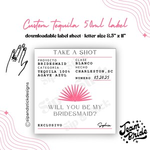 Personalized Bridesmaid Tequila Shooter Labels: Custom Proposal Gift (Digital Download) | Casamigos Inspired Label