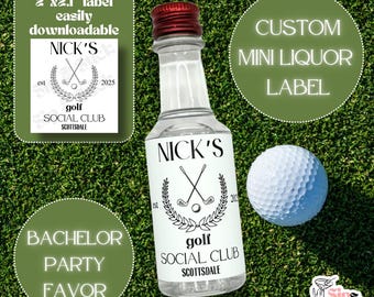 Custom Bachelor Party Favors: Golf Mini Liquor Labels (Digital Download)