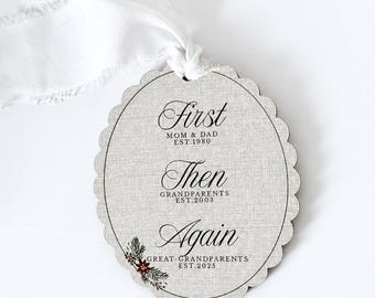 Ornement de Noël personnalisé pour les arrière-grands-parents | Souvenir familial marquant : « First Then Again »