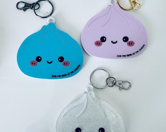 Personalized Dumpling Squishy Ornament or Keychain, Kawaii Sensory Toy (Custom Name)