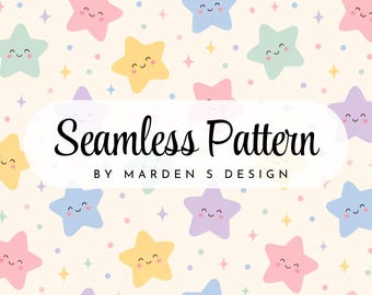 Kawaii Pastel Star Seamless Pattern | Baby Nursery Scrapbook Paper (Digital Download)