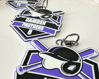 Personalized Baseball Keychain | Custom Player Name, Team Bag Tag, Coach Gift