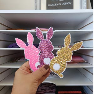 Chenille Sequin Easter Patch: Iron-On Embroidered Applique