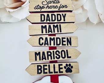 Personalized North Pole Family Ornament | Custom Santa Stop Here Keepsake (Acrylic)