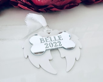 Personalized Dog Memorial Ornament | Angel Wings Pet Remembrance Acrylic Keepsake