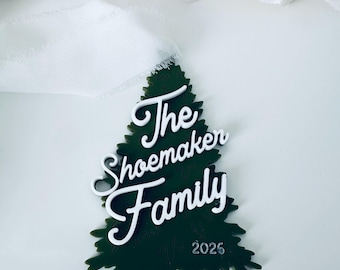 Personalized Family Name Christmas Ornament | Custom Wooden Keepsake (5" Tall)
