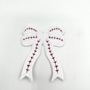 Baseball Custom Embroidered Side Bow Patch| Iron On| Side Bow Applique| Glitter Side Bow|  Embroidered Side Bow| Coquette Side Bow| Patches