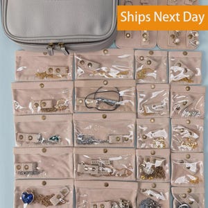 Personalized Jewelry Pouch Set 12M+12S+2B Necklace Bar Earring Ring Holder protection Case Tavel Bag