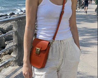 Personalized Crossbody Phone Bag-Vegan Leather Cell Phone Purse-Engraved Small Shoulder Bag for Women-Custom Gift for Her-11 Colors