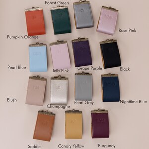 Personalized Card Wallet Kiss Lock Card Pouch Clasp Wallet Travel Leather Wallet Bridesmaid Gifts Gift for Her 15 Colors color chart