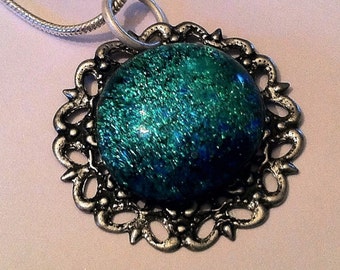 SALE Dichroic Glass Fused Art Glass Pendant Necklace
