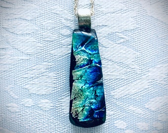 Dichroic Glass Jewelry, Art Glass Necklace, Fused Glass Jewelry, Dichroic Pendant