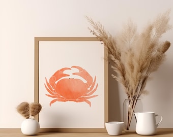 Drawn king crab prints, printable art, digital poster, livingroom print, bedroom art, sealife art