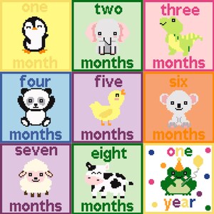 Set van 12 digitale mijlpaalkaarten voor baby's van 12 maanden