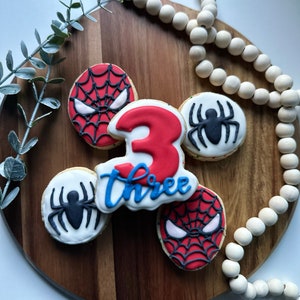 Spiderman, 3 year old birthday, Custom Sugar Cookies