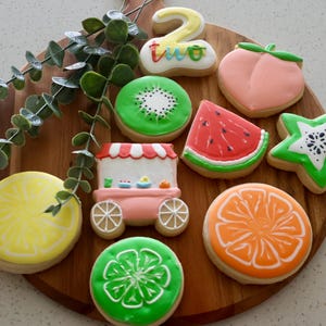 Two-ti Fruitti | 2 year Birthday | Custom Sugar Cookies | Colorful Sweet Treats | Fruit themed party | Tart & Sweet