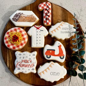 Holy Cannoli | Birthday Cookies | 1 year old Treats | Custom Cookies | Sugar Cookies | Themed Party Sweets | Italian Theme Desserts