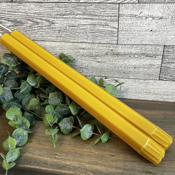 Pure Beeswax Taper - 10 inch hexagon style