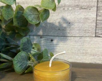 Pure Beeswax Tea Light Votive Candle - 6 tealights in plastic cups