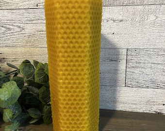 Pure Beeswax Pillar Candle - Hexagon Comb Design - 2 in. x 6 in. tall