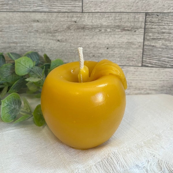 Pure Beeswax large Apple Votive Candle - fruit unique gift