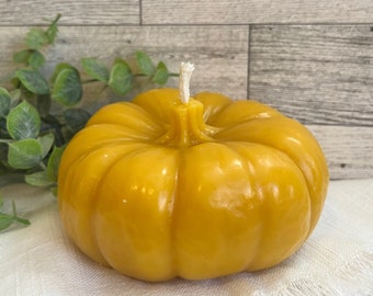 Pure Beeswax Large Pumpkin Candle - holiday decoration thanksgiving unique gift