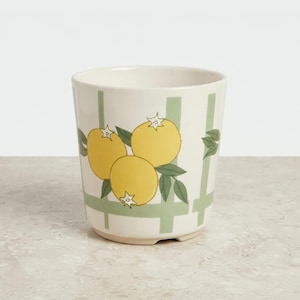 Yellow Planter with Drainage Hole, Lemon Ceramic Planter, Succulent Pot, Vintage Cottagecore Décor, 5.5 Inch