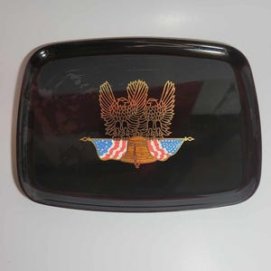Vintage Couroc of Monterey Tray | Patriotic American Eagle |Hand Painted Midcentury Serving Tray | Collectible Americana, Made in California