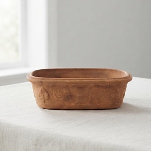 Vintage Clay Baker Roasting Dish, Bread Baking Pan, Terracotta Loaf Pan, Recipe Dish, German Pottery, Retro Kitchenware, Romertopf