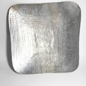 Vintage Towle Silversmiths Hammered Aluminum Silver Metal | Large Square Serving Tray Platter MCM Kitchen Table Centerpiece Home Decor India