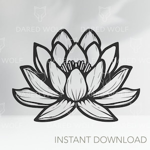 File di taglio vettoriale del fiore di loto / Clipart del fiore di loto / Yoga Svg / Fiore di loto Svg / PNG Eps Svg Dxf Ai Taglio File Clipart Vector Digital