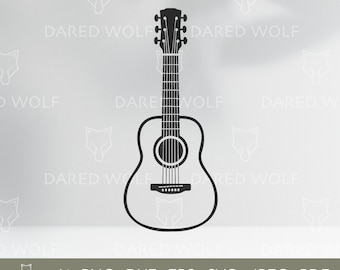 Guitar Silhouette - Acoustic Guitar Outline - Music Vector Design for Laser Cutting & Cricut Crafts