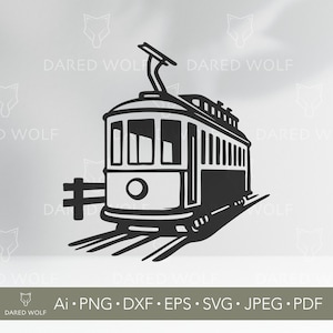 Vintage Tram SVG Design | Retro Streetcar Vector Art for Cricut and Silhouette | Urban Travel Digital File for Laser Cutting & Crafts