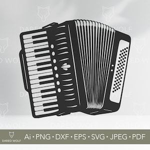 アコーディオンSVGベクターアート | CricutとSilhouette用の楽器デザイン | バンドやフェスティバルのクラフトに最適なフォークミュージックビニールカットファイル